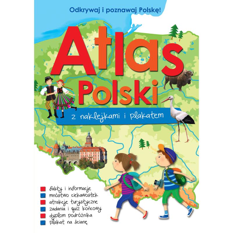 ATLAS POLSKI Z NAKLEJKAMI I PLAKATEM