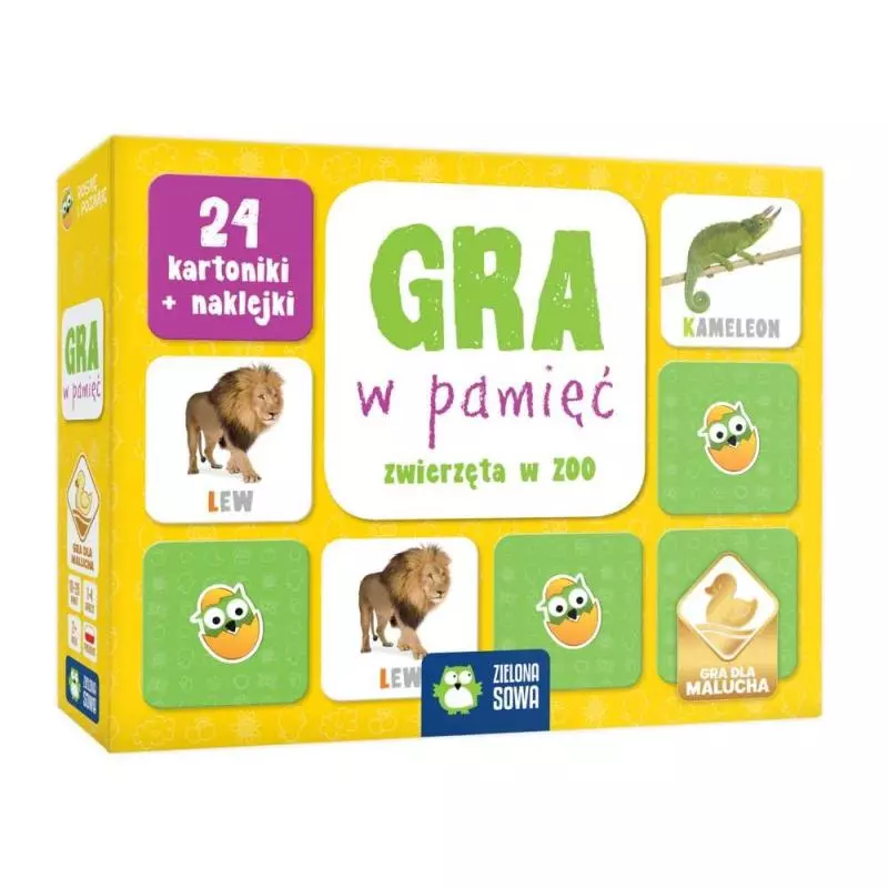 ZWIERZĘTA W ZOO GRA W PAMIĘĆ 2+ - Zielona Sowa ZWIERZĘTA W ZOO GRA W PAMIĘĆ 2+ - Zielona Sowa