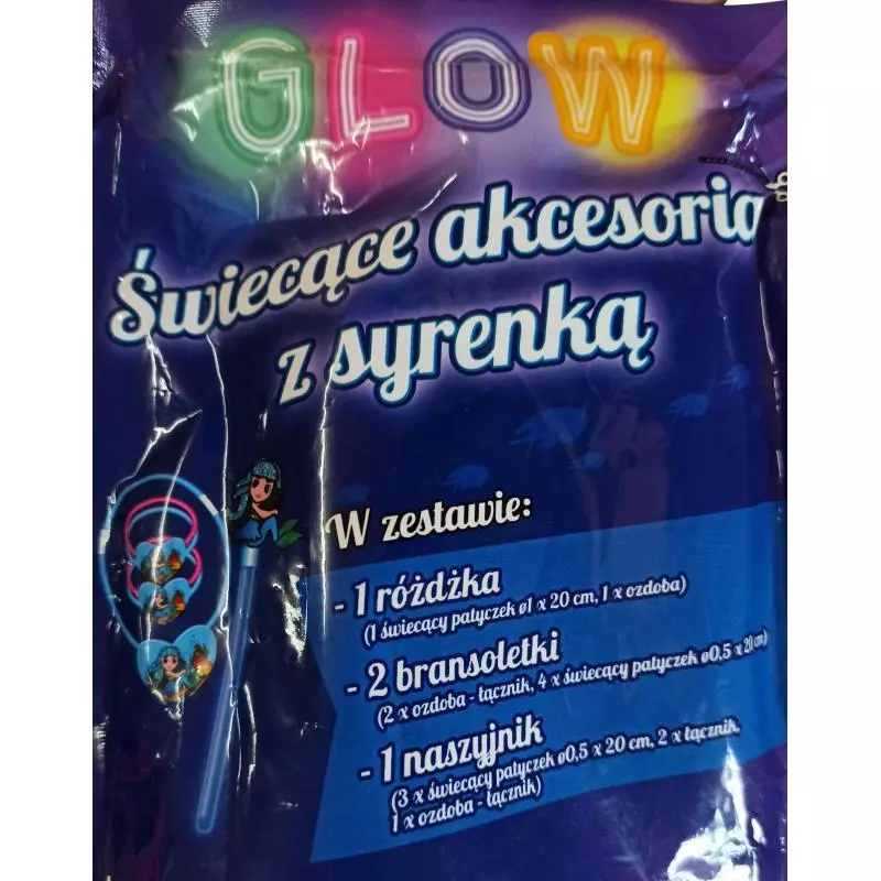 ŚWIECĄCE AKCESORIA Z SYRENKĄ DLA DZIEWCZYNKI 3-PAK 3+