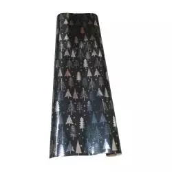 PAPIER DO PAKOWANIA PREZENTÓW CZARNY METALICZNY CHOINKI