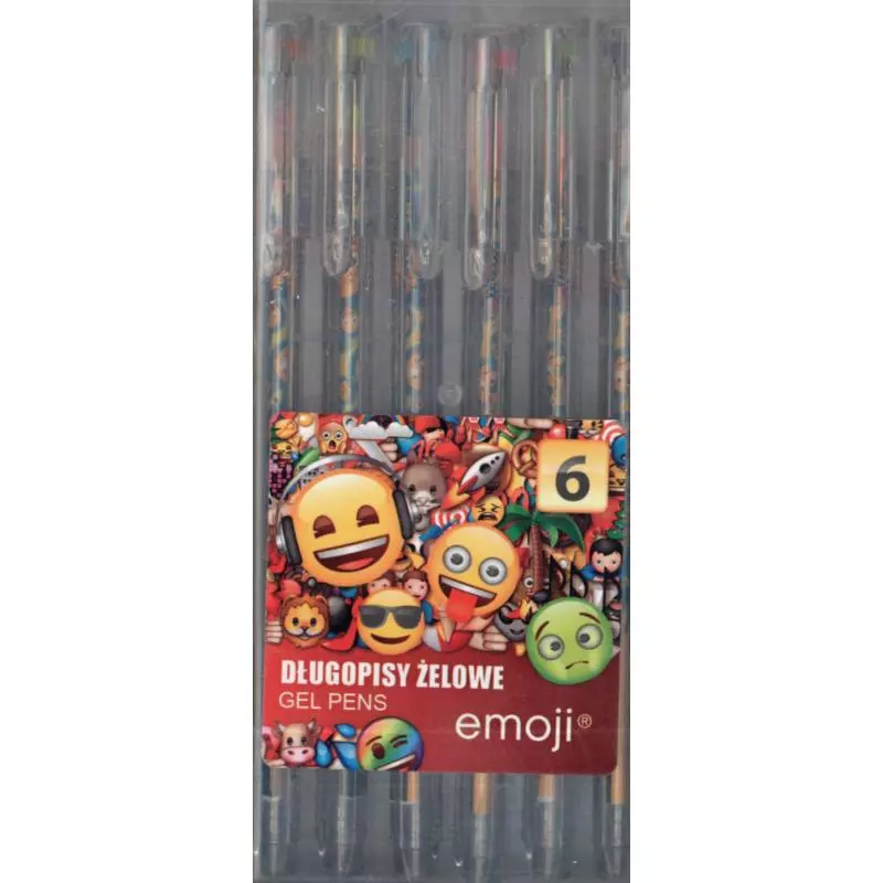 KOLOROWE DŁUGOPISY ŻELOWE EMOJI 6 KOLORÓW