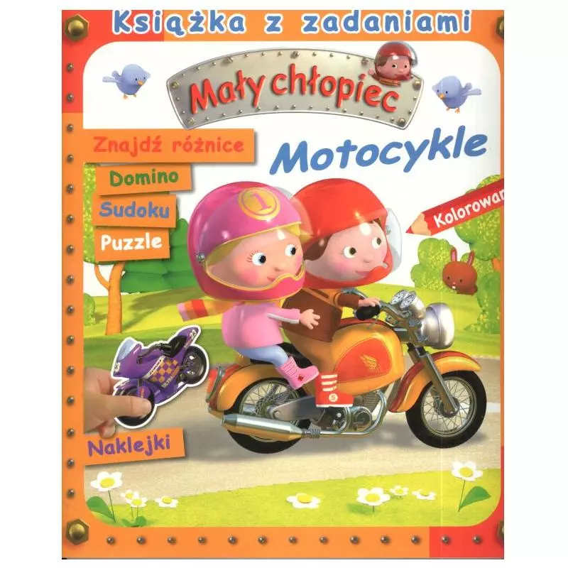MAŁY CHŁOPIEC MOTOCYKLE KSIĄŻKA Z ZADANIAMI 