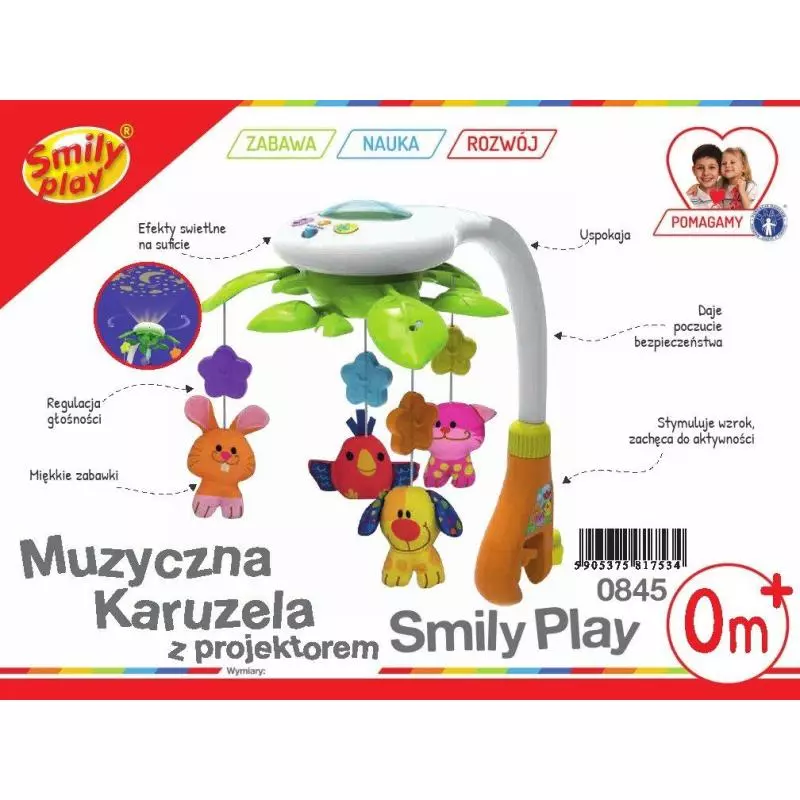 MUZYCZNA KARUZELA Z PROJEKTOREM 2W1 SMILY PLAY 0+