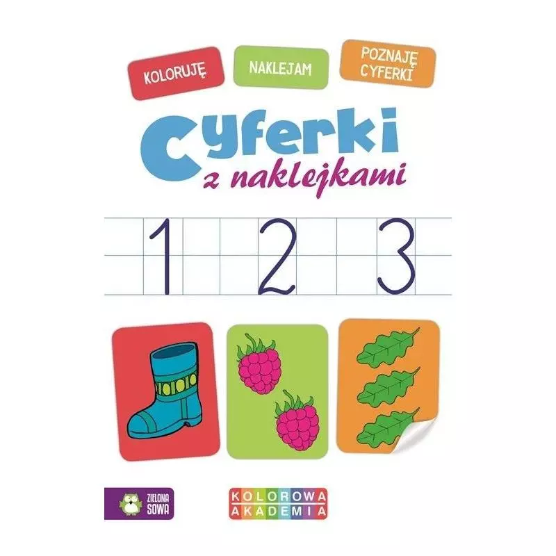 CYFERKI. KOLOROWA AKADEMIA Z NAKLEJKAMI 4+ - Zielona Sowa