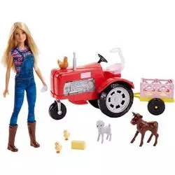 LALKA BARBIE FARMERKA NA TRAKTORZE 3+ - Mattel