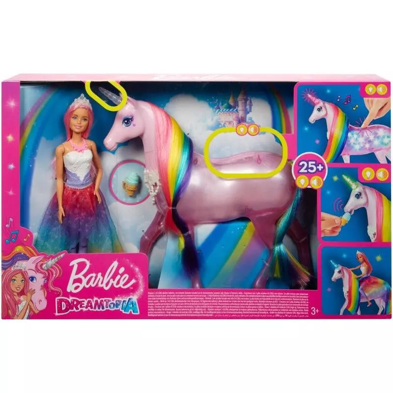 LALKA BARBIE JEDNOROŻEC MAGIA ŚWIATEŁ DREAMTOPIA 3+ - Mattel