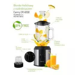 BLENDER KIELICHOWY Z ROZDRABNIACZEM CAMRY CR 4058 - Adler