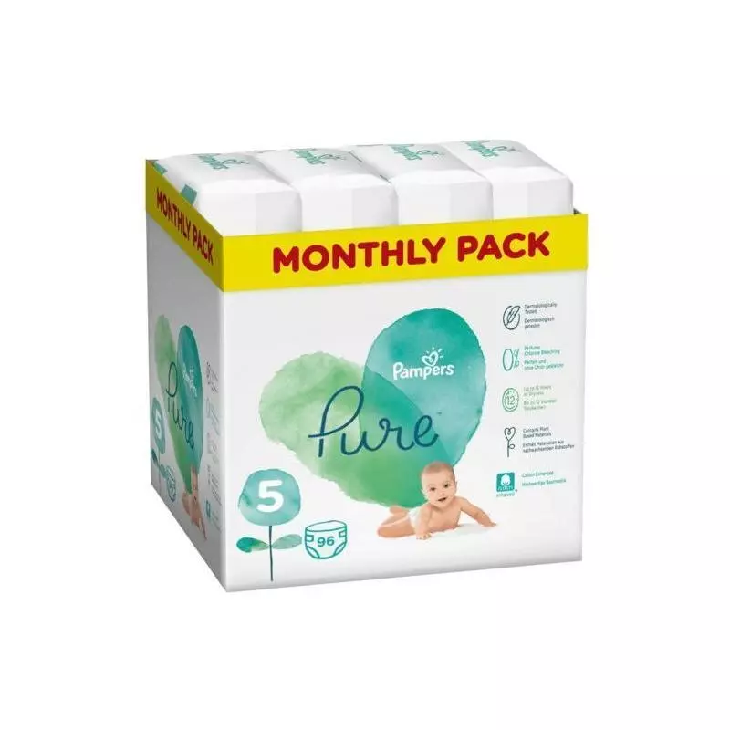 PIELUCHY PAMPERS PURE PROTECT ROZMIAR 5 96 SZT. 11+KG - Procter & Gamble