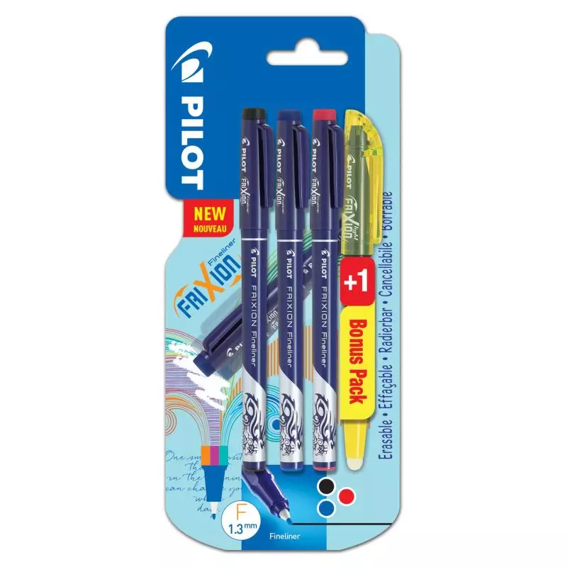 CIENKOPIS WYMAZYWALNY PILOT FRIXION FINELINER 3 KOLORY + ZAKRESLACZ - Pilot