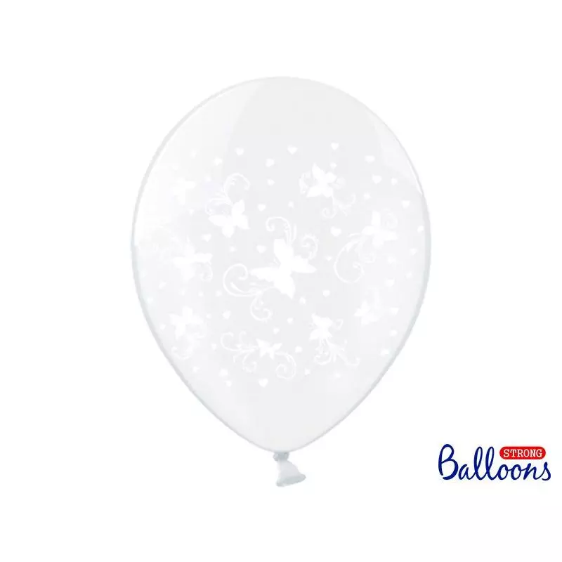 BALONY MOTYLKI, CRYSTAL 6 SZT - PartyDeco