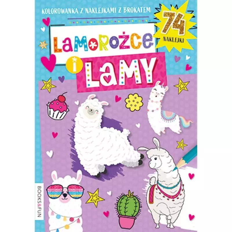 KOLOROWANKA Z NAKLEJKAMI Z BROKATEM LAMOROŻCE I LAMY