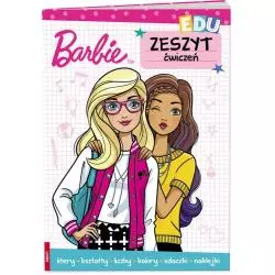 BARBIE ZESZYT ĆWICZEŃ LITERY KSZTAŁTY LICZBY KOLORY SZLACZKI NAKLEJKI