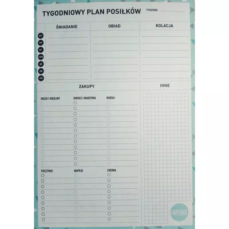 TYGODNIOWY PLAN POSIŁKÓW 