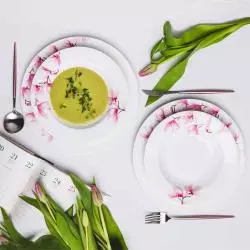 KOMPLET OBIADOWY PORCELANOWY AMBITION MAGNOLIA 18-ELEMENTÓW - Dajar KOMPLET OBIADOWY PORCELANOWY AMBITION MAGNOLIA 18-ELEMENTÓW - Dajar