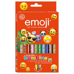 KREDKI BAMBINO DREWNIANE GRUBE 12 KOLORÓW + TEMPERÓWKA EMOJI - St. Majewski