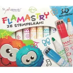 FLAMASTRY ZE STEMPELKAMI 12 KOLORÓW - St. Majewski