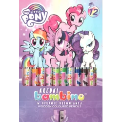 KREDKI BAMBINO DREWNIANE GRUBE 12 KOLORÓW + TEMPERÓWKA MY LITTLE PONY - St. Majewski