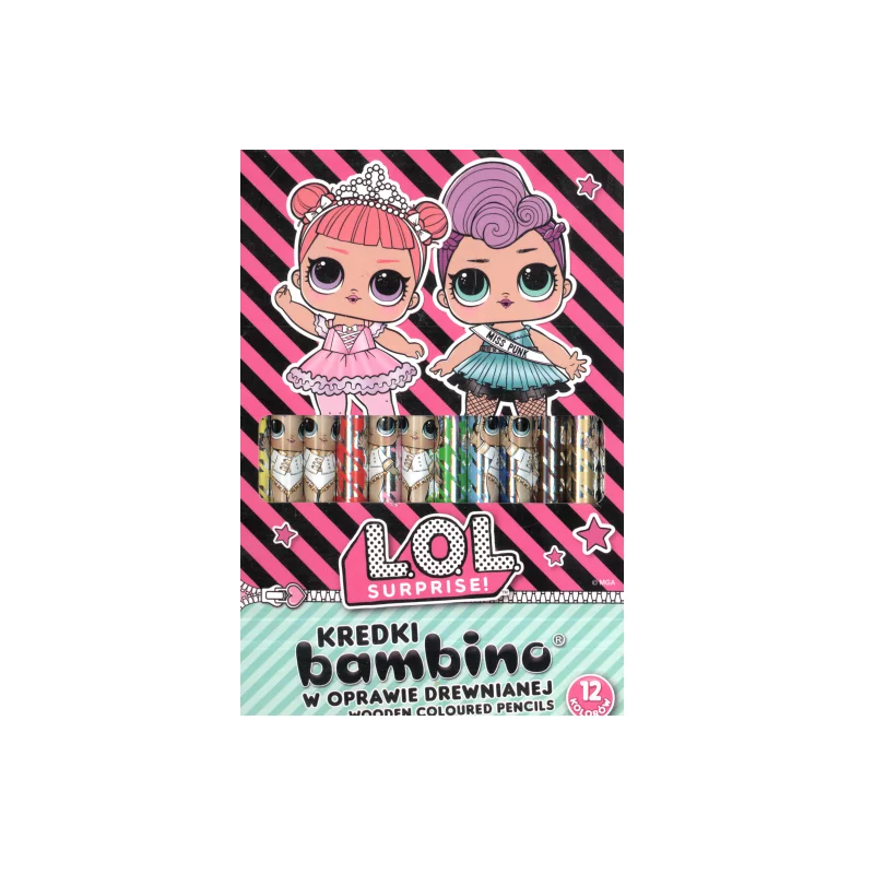 KREDKI BAMBINO DREWNIANE GRUBE 12 KOLORÓW + TEMPERÓWKA L.O.L. SURPRISE! 3+ - St. Majewski KREDKI BAMBINO DREWNIANE GRUBE 12 KOLORÓW + TEMPERÓWKA L.O.L. SURPRISE! 3+ - St. Majewski
