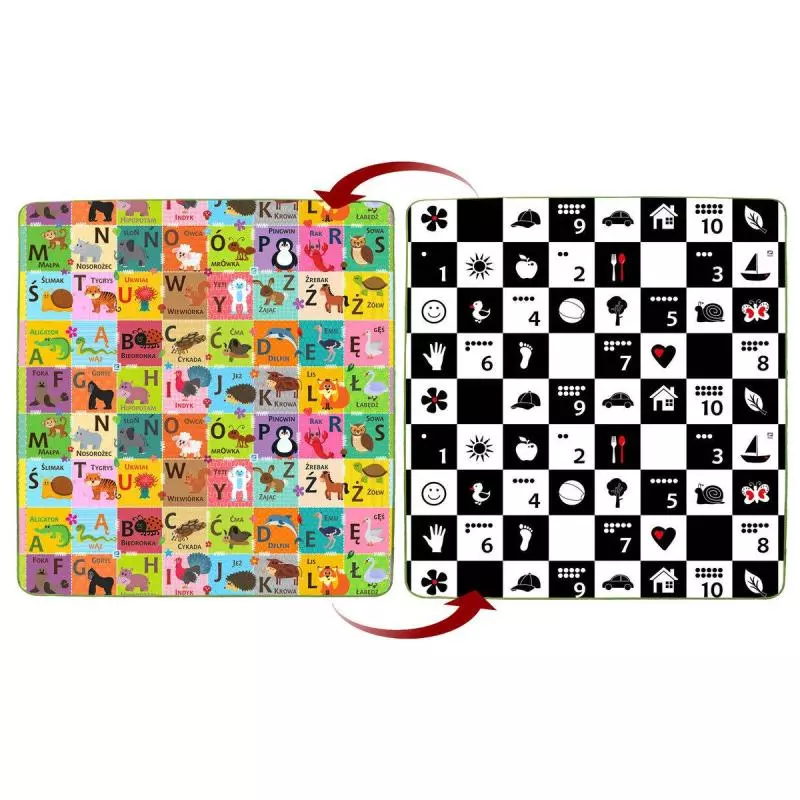 ALFABET/CYFRY/OBRAZKI PIANKOWA MATA EDUKACYJNA DWUSTRONNA 3W1 HUMBI 180X200 CM - Humbi