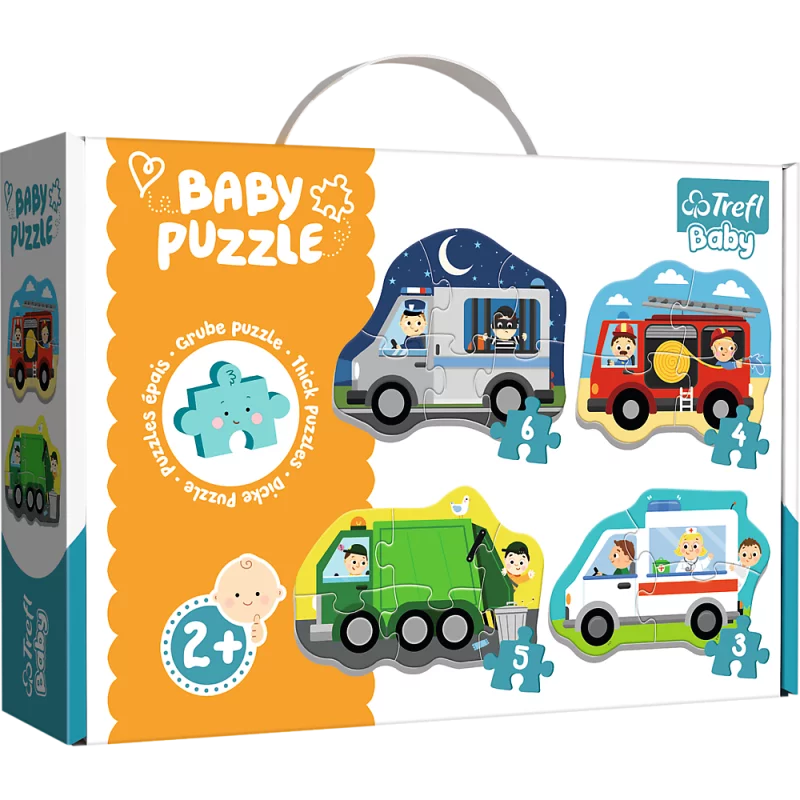 POJAZDY I ZAWODY BABY 4 W 1PUZZLE 6, 4, 5, 3 ELEMENTÓW 2+ - Trefl