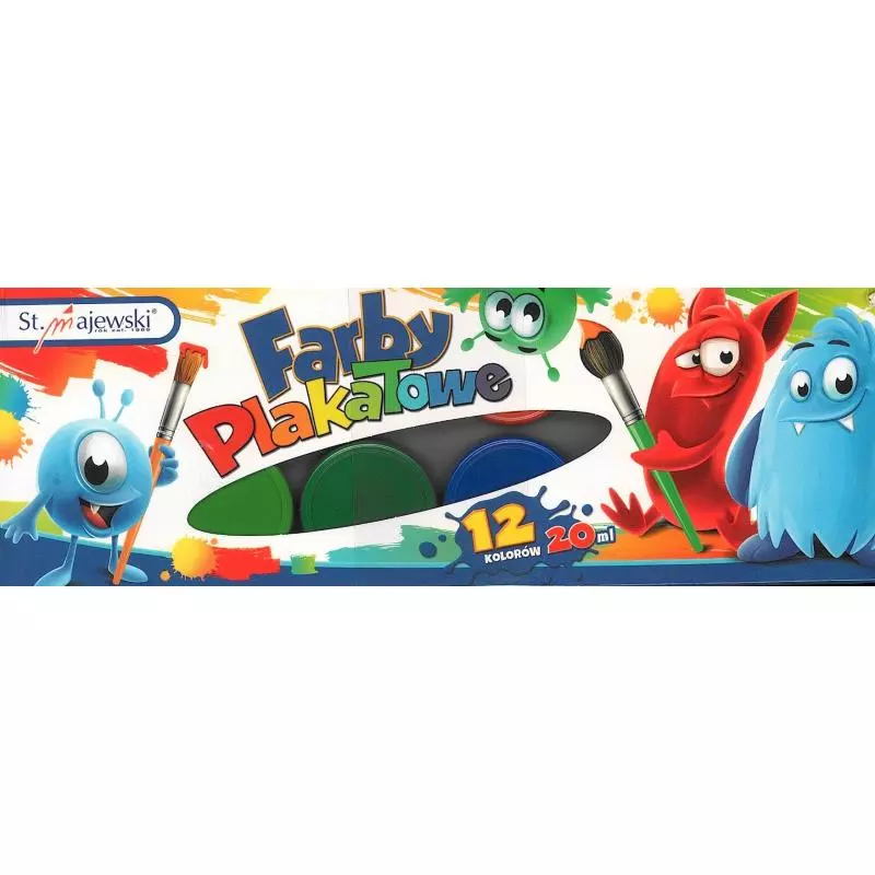 FARBY PLAKATOWE 12 KOLORÓW 20 ML 3+ - St. Majewski