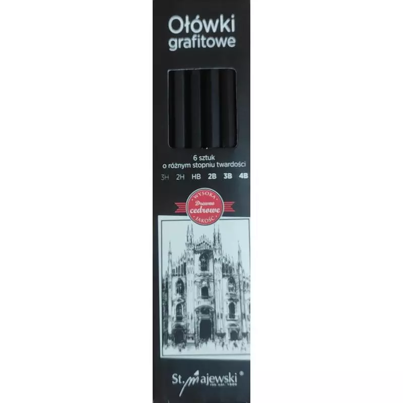 OŁÓWKI GRAFITOWE O RÓŻNYM STOPNIU TWARDOŚCI 6 SZTUK - St. Majewski OŁÓWKI GRAFITOWE O RÓŻNYM STOPNIU TWARDOŚCI 6 SZTUK - St. Majewski