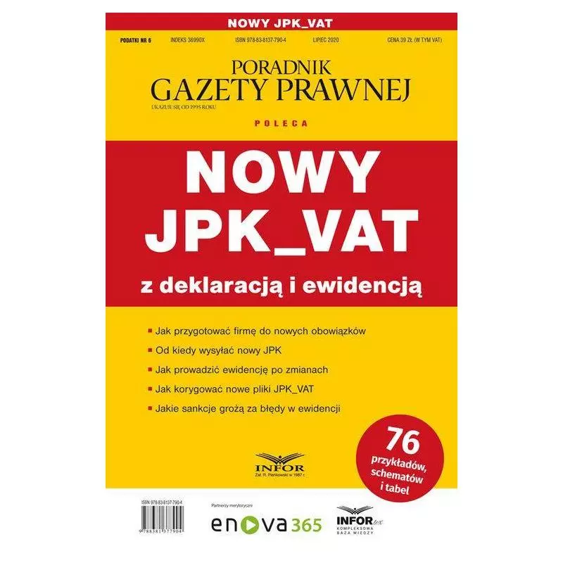 NOWY JPK_VAT Z DEKLARACJĄ I EWIDENCJĄ PODATKI 6/2020 - Infor