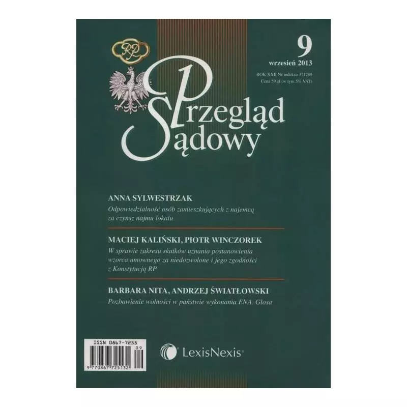 PRZEGLĄD SĄDOWY 9/2013 - LexisNexis