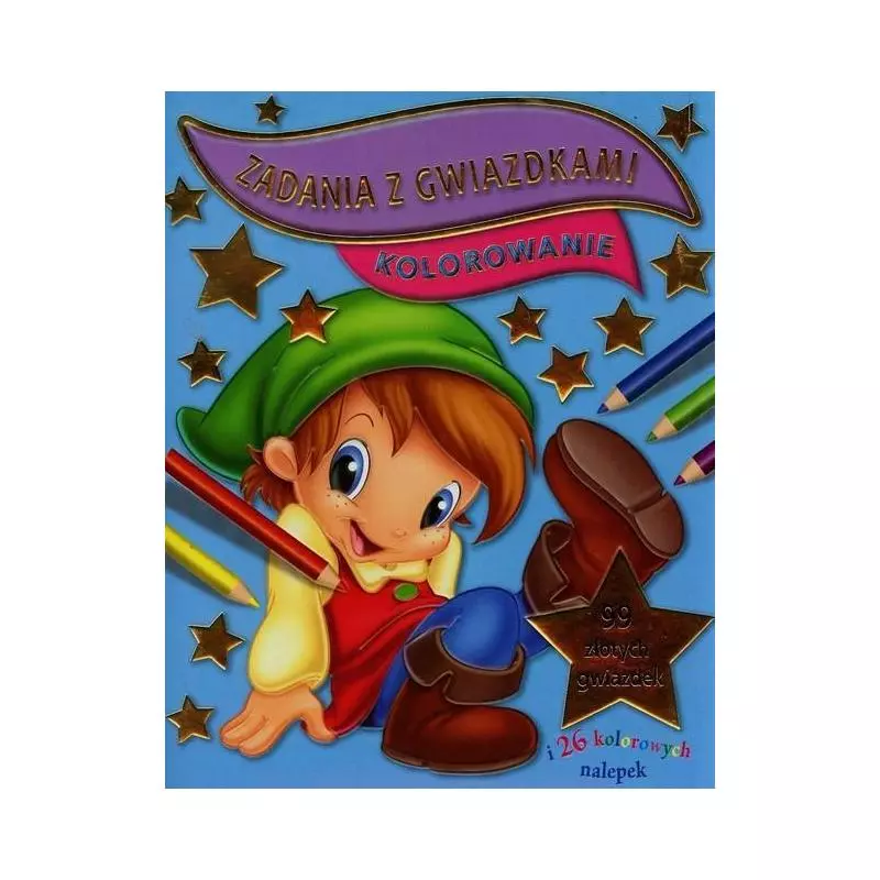 KOLOROWANIE ZADANIA Z GWIAZDKAMI 99 ZŁOTYCH GWIAZDEK I 26 KOLOROWYCH NALEPEK - Olesiejuk