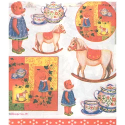 SERWETKA RYŻOWA PORCELANA MISIE 50 X 50 CM - Stamperia