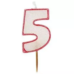 ŚWIECZKA CYFERKA 5 Z BROKATEM - Godan