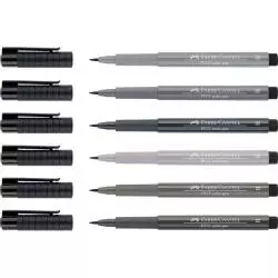 PISAKI ARTYSTYCZNE PITT ARTIST PENS 6 SZTUK SZARE - Faber Castell