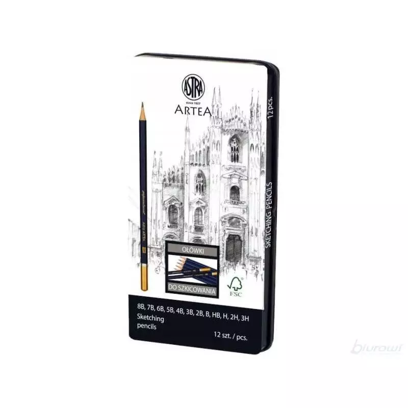 OŁÓWKI DO SZKICOWANIA 12 SZTUK - Astra