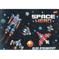 BLOK RYSUNKOWY BIAŁY A4 SPACE HERO - St. Majewski