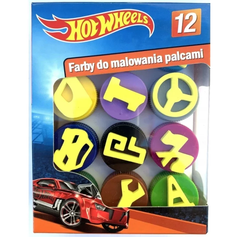 FARBY DO MALOWANIA PALCAMI 12 KOLORÓW HOT WHEELS 3+ - St. Majewski