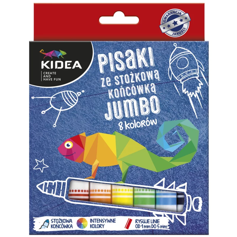 FLAMASTRY ZE STOŻKOWĄ KOŃCÓWKĄ 8 KOLORÓW - Derform