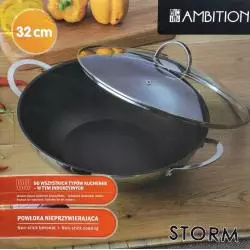 PATELNIA WOK Z POKRYWKĄ 32 CM AMBITION STORM - Dajar