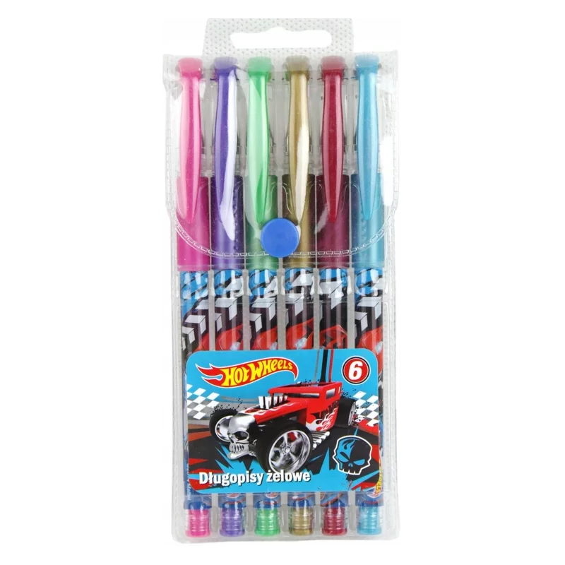 DŁUGOPISY ŻELOWE 6 KOLORÓW HOT WHEELS - St. Majewski DŁUGOPISY ŻELOWE 6 KOLORÓW HOT WHEELS - St. Majewski
