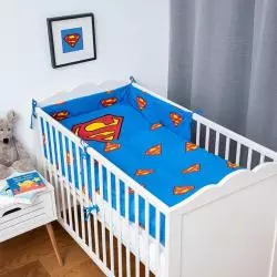 SUPERMAN 3-CZĘŚCIOWY KOMPLET POŚCIELI BAWEŁNIANEJ DO ŁÓŻECZKA 100 X 135 CM