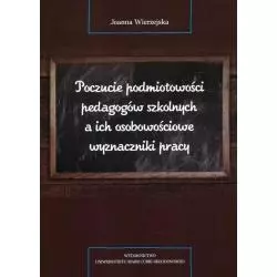 POCZUCIE PODMIOTOWOŚCI PEDAGOGÓW SZKOLNYCH A ICH OSOBOWOŚCIOWE WYZNACZNIKI PRACY Joanna Wierzejska - UMCS