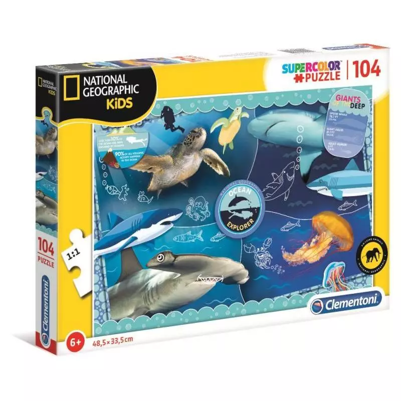 OCEAN EXPLORER PUZZLE 104 ELEMENTY SUPERCOLOR NATIONAL GEOGRAPHIC KIDS 6+ - Clementoni