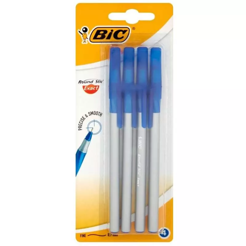 DŁUGOPIS BIC ROUND STIC EXACT 4 SZT. NIEBIESKI - BiC