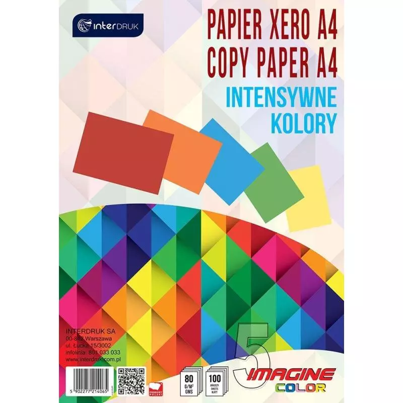 PAPIER KSERO A4 INTENSYWNE KOLORY 5 KOLORÓW - Interdruk