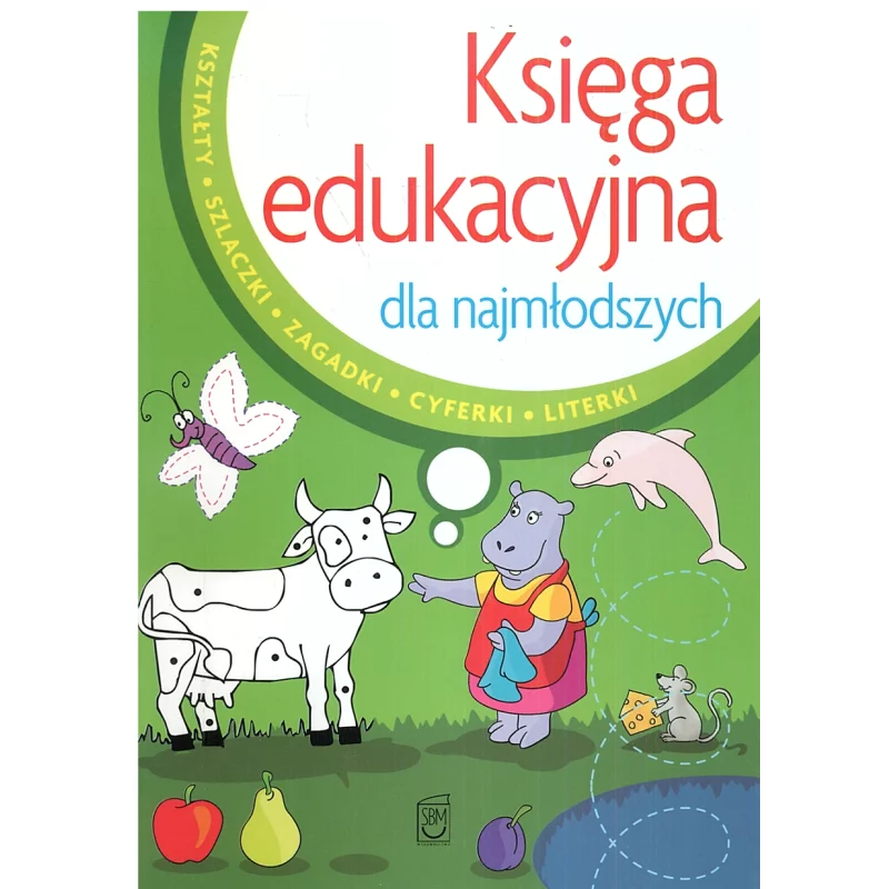 KSIĘGA EDUKACYJNA DLA NAMŁODSZYCH KSZTAŁTY SZLACZKI ZAGADKI CYFERKI LITERKI - SBM