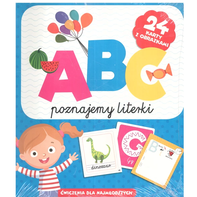 ABC POZNAJEMY LITERKI 24 KARTY Z OBRAZKAMI ĆWICZENIA DLA NAJMŁODSZYCH - Olesiejuk