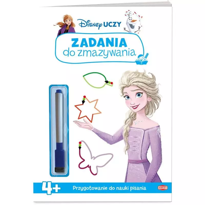 DISNEY UCZY. KRAINA LODU. ZADANIA DO ZMAZYWANIA + PISAK 4+ - Ameet