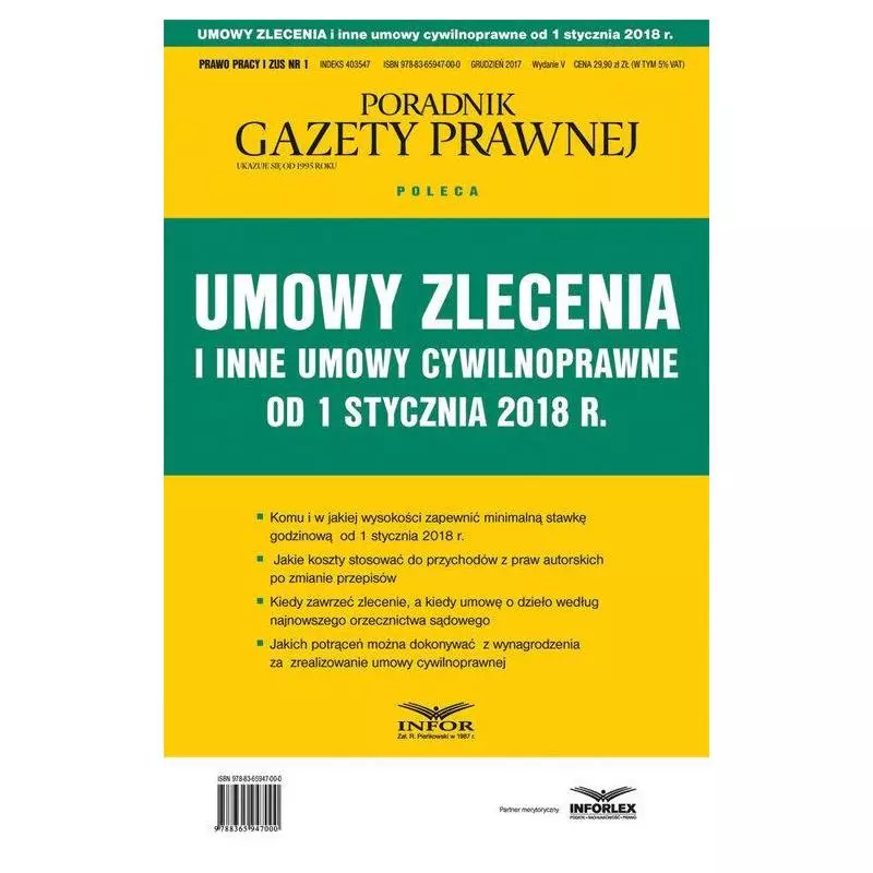 UMOWY ZLECENIA I INNE UMOWY CYWILNOPRAWNE OD 1 STYCZNIA 2018 R. - Infor