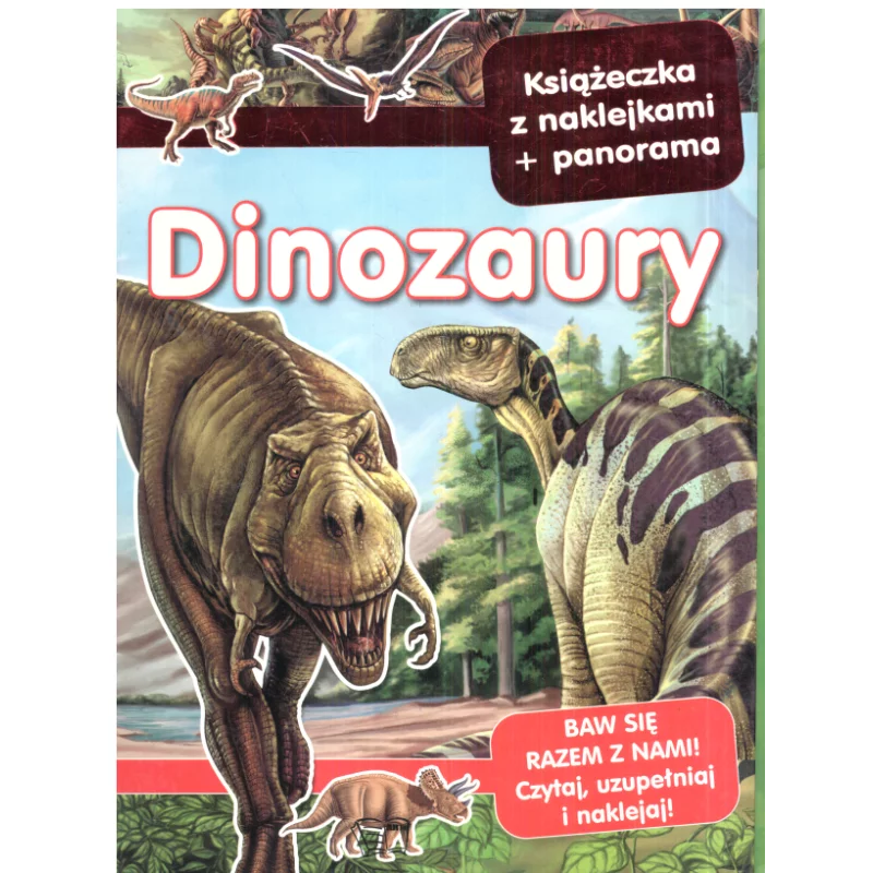 DINOZAURY KSIĄŻECZKA Z NAKLEJKAMI + PANORAMA - Arti DINOZAURY KSIĄŻECZKA Z NAKLEJKAMI + PANORAMA - Arti