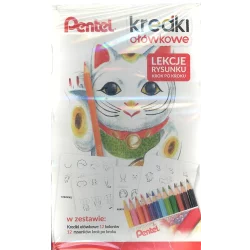 KREDKI OŁÓWKOWE + LEKCJE RYSUNKU PENTEL - Pentel