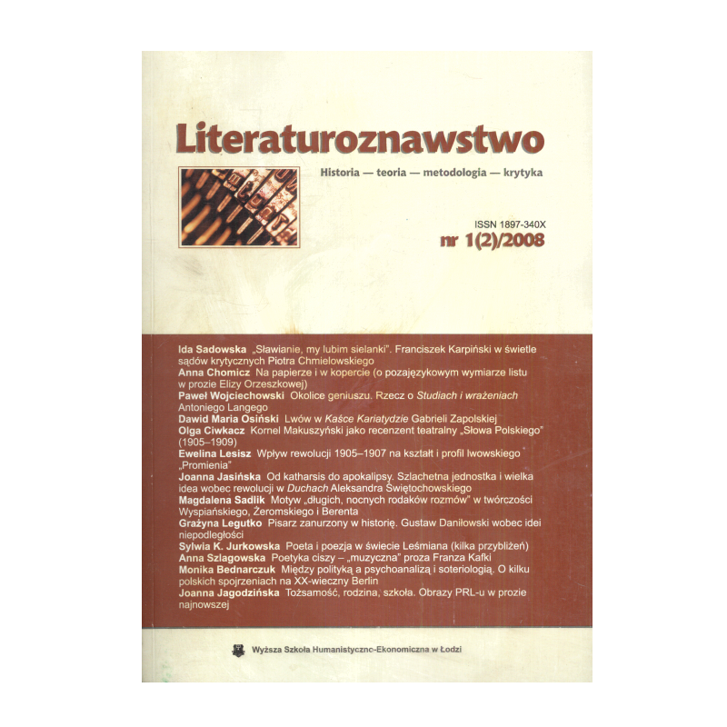 LITERATUROZNAWSTWO LITERATUROZNAWSTWO